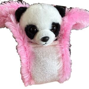 Aurora baby panda bear in pink fuzzy boa purse pet carrier  Fancy Pals